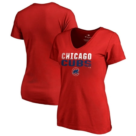 Chicago Cubs Fanatics Branded Women's Fade Out Plus Size V-Neck T-Shirt -