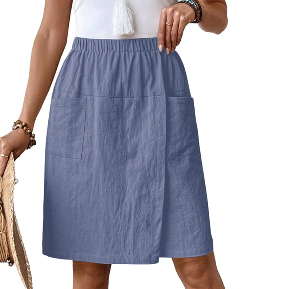 Jowamay Womens Skorts with Pockets High Waist Elastic Waist Solid Color Summer Tennis Golf Skirts for Travel