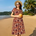 thumbnail image 4 of Goofa American Football1 Pattern Women Summer Short Sleeve Midi Dress with Pockets Casual Aline Flowy Tshirt Dress Vocation Beach Sundress, 4 of 6