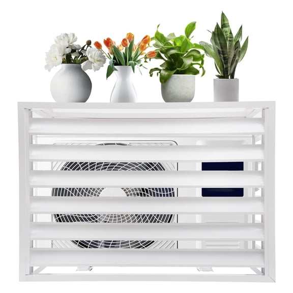 Miumaeov Air Conditioner Fence,39.3" W x 27.56" H Garden Air Conditioner Fence,Privacy Fence 3 Panels with Top Cover White