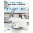 thumbnail image 4 of TECKNET Ergonomic Mouse, Rechargeable 2.4G+Bluetooth Vertical Mice 6 DPI Adjustable, Wireless Optical Carpal Tunnel Mouse Right Hand, Multi Device for Laptop, PC, Computer, MacBook, iPad - White, 4 of 7