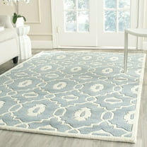 SAFAVIEH Chatham Ethan Geometric Wool Area Rug, Blue/Ivory, 5' x 8'