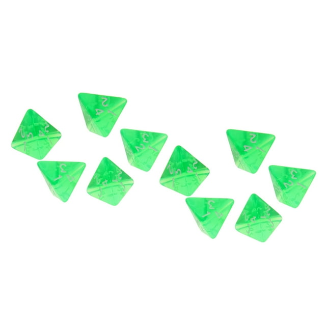 10 / Juego de Dados Poliédricos de 2 Cm de Cuatro Lados D4 para Accesorios de Juego de Fiesta, Verde Macarena Dados de varias caras D4