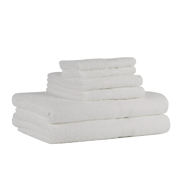 Mainstays Basic Cotton Bath Towel Set - 6 Piece Set, White, Size: 27' x 52