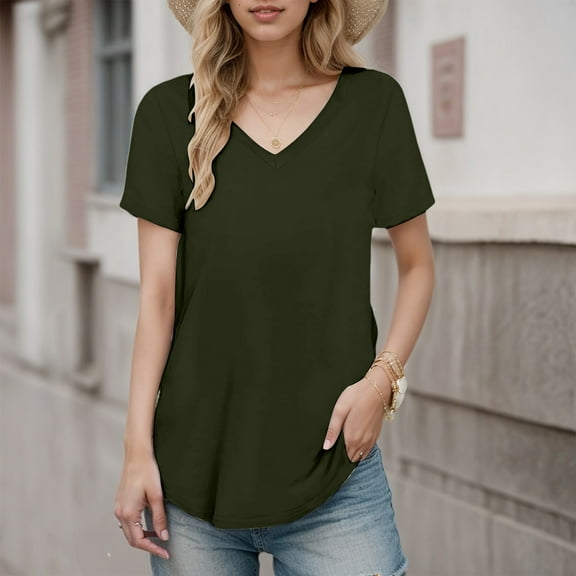 Women Shirt Short Sleeve Casual Stylish Top Shirts Long Sleeve Casual T Shirt Women Work Shirts Women Summer Womens Short Sleeved Athletic Tops Women Athletic T Shirts Long Sleeve Tees Solid Color