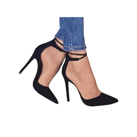 

SIMANLAN Women s Pointed Toe Classic Pumps High Heels Slip On Office Party Evening Dress Shoes