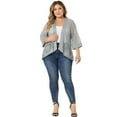 thumbnail image 3 of DARING DIVA Plus Size Bolero Outfits Lace Panel Sheer Cardigans 2X Gray, 3 of 6