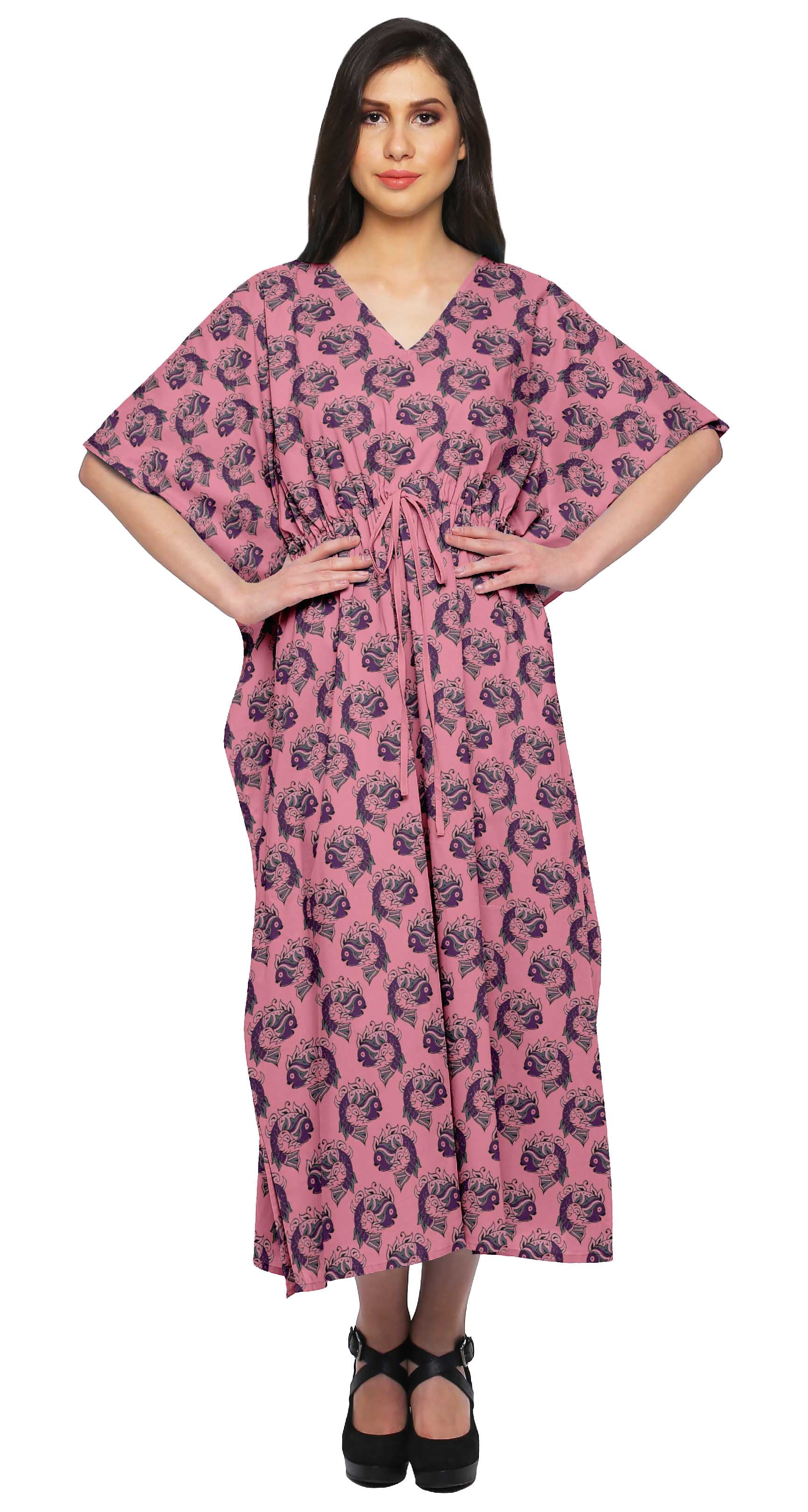 Phagun Green Tribal African Kaftan Dress - Midi Length, Long Sleeve, Beach Coverup Or Loungewear - View #8