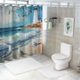 thumbnail image 7 of Orinice Coastal Beach Shower Curtain Nautical Lighthouse Shower Curtains Seagull Ocean Shower Curtain Waterproof Polyester Fabric Bathroom Decor with Plastic Hooks  69x72, 7 of 7