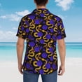 thumbnail image 6 of Balery Golden Snake And Purple Rose Print Men's Hawaiian Shirts Short Sleeve Beach Shirt Relaxed Fit Vacation Button Down Shirts-Small, 6 of 9