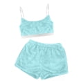 thumbnail image 7 of Womens Fleece 2 Piece Pajamas Set Fuzzy Padded Bras Cami Tops Shorts Flannel Sleeveless Sleepwear, L, 7 of 7