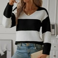 thumbnail image 6 of BUIgtTklOP Women's Striped Sweater Orange and White Fall Long Sleeve Crew Neck Comfy Loose Oversized Knitted Pullover, 6 of 6