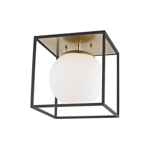-One Light Small Flush Mount in Style-9.5 inches Wide By 9.5 inches High-Aged Brass Black Finish Bailey Street Home 735-Bel-2692943