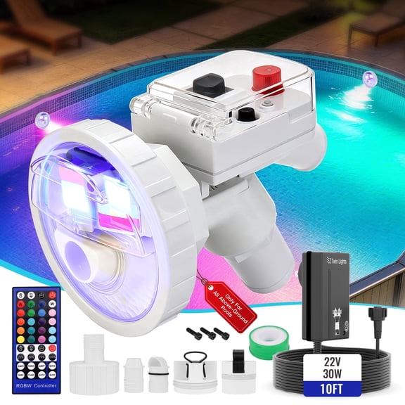 Ainkter Pool Return Light EZ2430 RGB LED Dimmable Color Changing with Timer and Remote Control for Above Ground Pools, 1 Pack