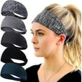 thumbnail image 2 of 5 Pack Sports Headbands for Men & Women, Moisture Wicking Sweatbands, Elastic Non Slip Sweat Bands, Athletic Workout Fashion Wide Hair Bands for Running, Cycling, Basketball, Yoga, 2 of 7