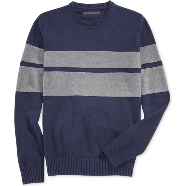 Sean John suéter de doble raya para hombre, azul, grande