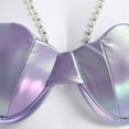 thumbnail image 5 of Zaldita Womens Mermaid Shell Shaped Halter Neck Pearl Chains Bra Top Shiny Slight Padded Bikini Bra Purple M, 5 of 7