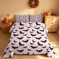 thumbnail image 3 of Homewish Bat Silhouette Queen Comforter Set for Girls, Happy Halloween Print Comforter Sets Queen, Pink Black, Pink Reversible, 3-Piece 1 Comforter and 2 Pillowcases, 3 of 6