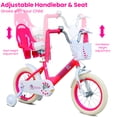 thumbnail image 5 of Ambifirner 12" 14" 16" Girls Bike with Training Wheels – Adjustable Seat, Front Basket, Doll Seat & Streamers, Toddler Bicycle for Ages 2-7, Red, 5 of 8
