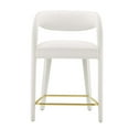 thumbnail image 5 of Counter Stool Chair, Ivory White Gold, Velvet, Bar Pub Cafe Bistro Dining Kitchen Hospitality Restaurant, Modern Contemporary Boutique HB35926, 5 of 10