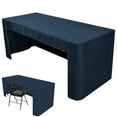 thumbnail image 2 of Loetky 6 Ft Table Cover with Open Back, Washable Polyester Fabric Tablecloth for Banquet, Wedding, Trade Show Display, Dark Blue, 2 of 4