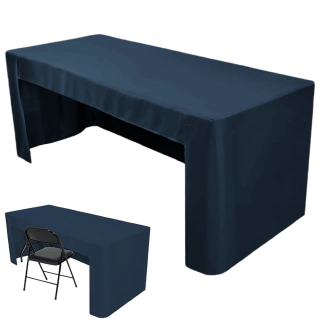 【New Arrivals】Table Cloth Open Back Folding Fabric Table Cover Washable Table Cloth for Rectangular Table Trade Show Parties Wedding Banquet Buffet Jewelry Shows Craft, Table Cloths, Navy