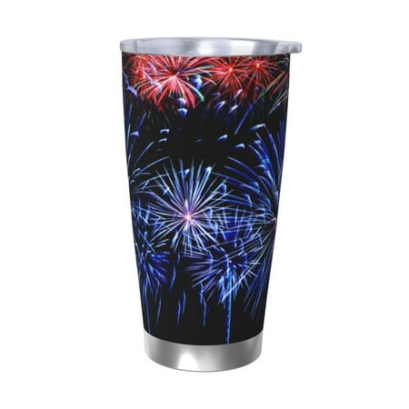 

Salouo Glasses And Fireworks Print 20oz Tumbler with Lid Stainless Steel Vacuum Insulated Tumbler Durable Insulated Coffee Mug Thermal Cup with Splash Proof Sliding Lid-Without Straw