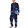 thumbnail image 4 of Pijama de tiburón abstracto de primavera de dos piezas con estampado animal colorido, conjunto de pijama cálido para hombre, ropa de dormir gráfica de manga larga para el hogar, 4 of 5