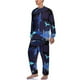 thumbnail image 4 of Pijama de tiburón abstracto de primavera de dos piezas con estampado animal colorido, conjunto de pijama cálido para hombre, ropa de dormir gráfica de manga larga para el hogar, 4 of 5