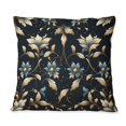 thumbnail image 2 of Designart "Opulent Blue And Golden Floral Design I" Marble Printed Throw Pillow, 2 of 5