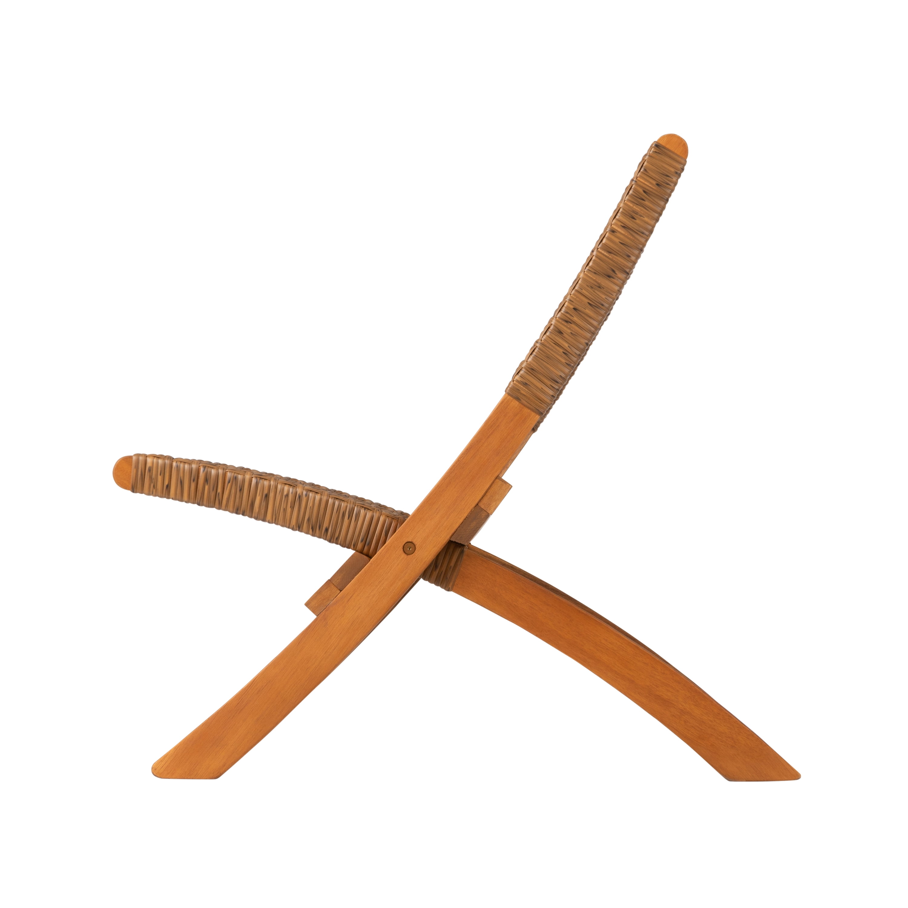 Balkene Home Sava Indoor Outdoor Folding Chair, Portable Seating Acacia Wood Woven Seat - Tan Webbing