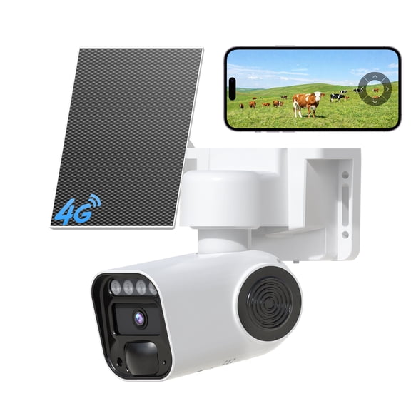Runofast 4G LTE Cellular Solar Security Cameras Wireless Outdoor, No WiFi Security Cameras Built-in eSIM Virtual SIM Card, PTZ Solar Powered, Motion Detection, Live View