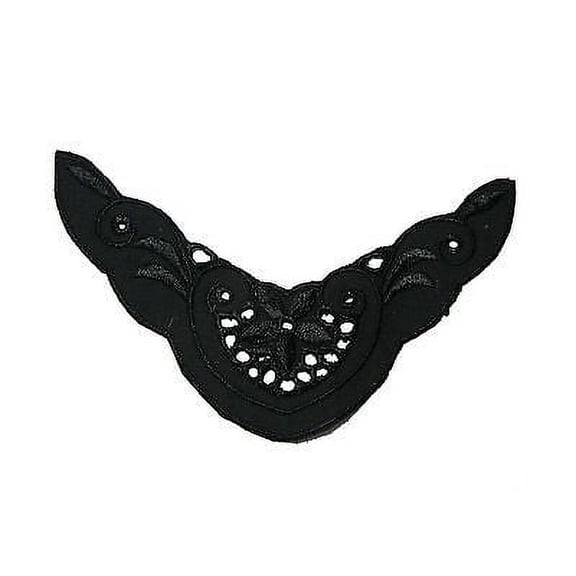 Lily 5.75"x1.75" White Black Cotton Embroidered Bodice Fine Lace Motif by Piece