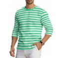 thumbnail image 4 of WIZUTIZ Mens Shirt Striped Cotton Spandex Crewneck Long Sleeve Basic Pullover Stripe Casual Crew Tee Shirt, 4 of 5