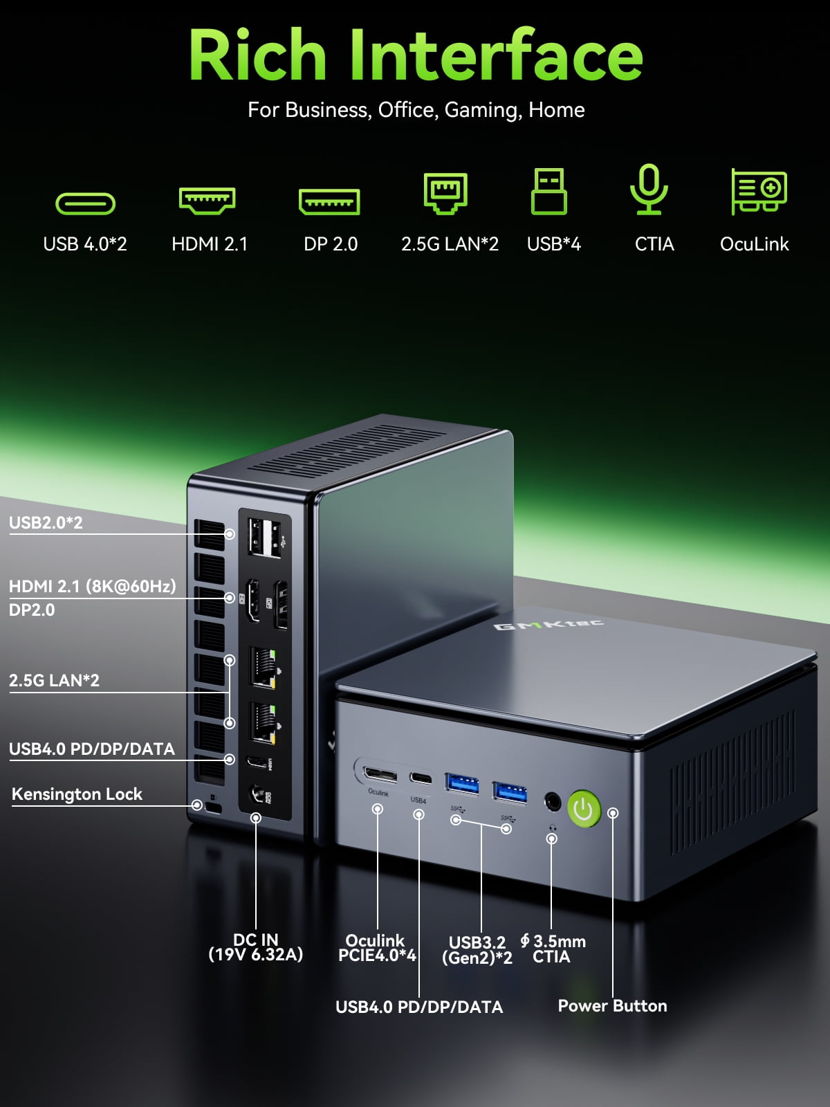 GMKtec M7 Ultra Mini PC AMD Ryzen 7 PRO 6850U (MAX 4.7GHz), 16GB RAM 1TB SSD, 2.5GbE NIC LAN Office Home Desktop Computers, Quad 4K Display, WiFi, BT, USB-C, DP