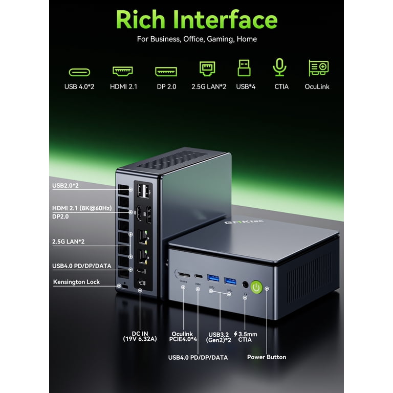 GMKtec, Mini PC, AMD Ryzen 7 PRO 6850U, 16GB RAM, 1TB SSD