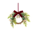 thumbnail image 2 of Bcylexb Mini Christmas Wreaths with Red Velvet Bow & Metal Bell, 8.3" Artificial Greenery Wreaths Small Hanging Wreath for Window Cabinet Xmas Farmhouse Decor, 2 of 6