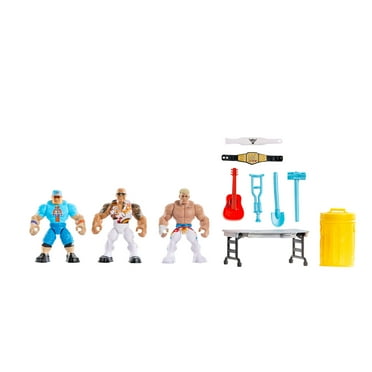 WWE Knuckle Crunchers Action Figures 3-Pack with 8 Accessories, Bone-Crunching Movement