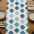 thumbnail image 5 of Table Runners 70 Inches Long Dress Scarves, Bohemia Farmhouse Coffee/Dining/Kitchen Table Decor, Holiday Table Runner, Vintage Moroccan Geometric Pattern Blue Green Gray 13x70 Inch, 5 of 9