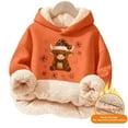 thumbnail image 4 of XUELUO Little Girls Hoodies Long Sleeve Drawstring Hood Fleece Lined Cow Snowflake Print Tops For Cold Weather Warm Soft Clothes, 4 of 5