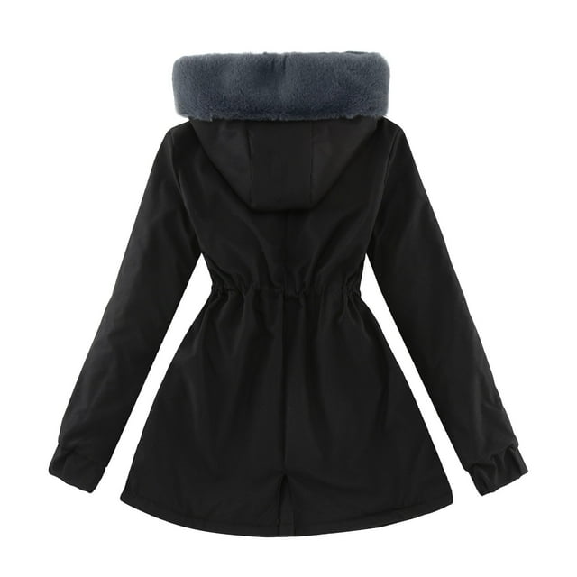 Women Solid Color Coat Button Down Overcoat Fluffy Jacket Windproof Outer Coat Long Sleeve Cardigan Warm Winter Overcoat