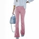thumbnail image 2 of Pantalones acampanados ajustados de cintura alta de color sólido para mujer de primavera y verano, pantalones casuales de pana con cintura elástica, 2 of 6