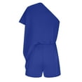 thumbnail image 4 of KBODIU Jumpsuits for Women Solid Color One Shoulder SLoose Fitting Casual One-piece Shorts Rompers Bodysuit for Women Blue S, 4 of 6
