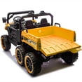 thumbnail image 3 of Xuanlur 24V Ride On Toys for Big Kids W/22" Seat, 4WD 6X6 2 Seater Ride On Dump Truck with Remote Control, 3 Speeds, High Efficiency Battery, 4X100 Motors, Music, Ride On Car for Boys Girls, Orange, 3 of 8