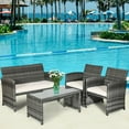 thumbnail image 1 of Costway 4 Pc Rattan Patio Furniture Set Garden  Sofa Cushioned Seat Mix Gray Wicker, 1 of 9