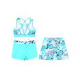thumbnail image 4 of iEFiEL Girls Flowers Leaves Printed Swimwear Youth Juniors Crop Top with Skirt and Shorts for Beach Pool Bathing Swimming Holiday Leaf 14, 4 of 7