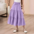 thumbnail image 2 of CUZIBR Youth Girls Skirts Bohemian Solid Color High Waist Casual Ruffled Tiered Flowy Breathable Loose Fit Tunic Long Skirt Summer Comfortable A-Line Vacation Beach Dailywear,Purple,14-15 Years, 2 of 7