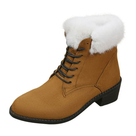 

Women S Ankle Boots Large Size Dull Polish Plush Mid Heel Short Boot Solid Color Warm Cotton Durable Non Slip Modern Dance Boots
