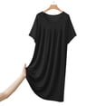 thumbnail image 4 of BUIGTTKLOP Nightgowns for Women Short Sleeves Nightshirts Crewneck Pleated Sleepshirts Comfy House Dresses, 4 of 5