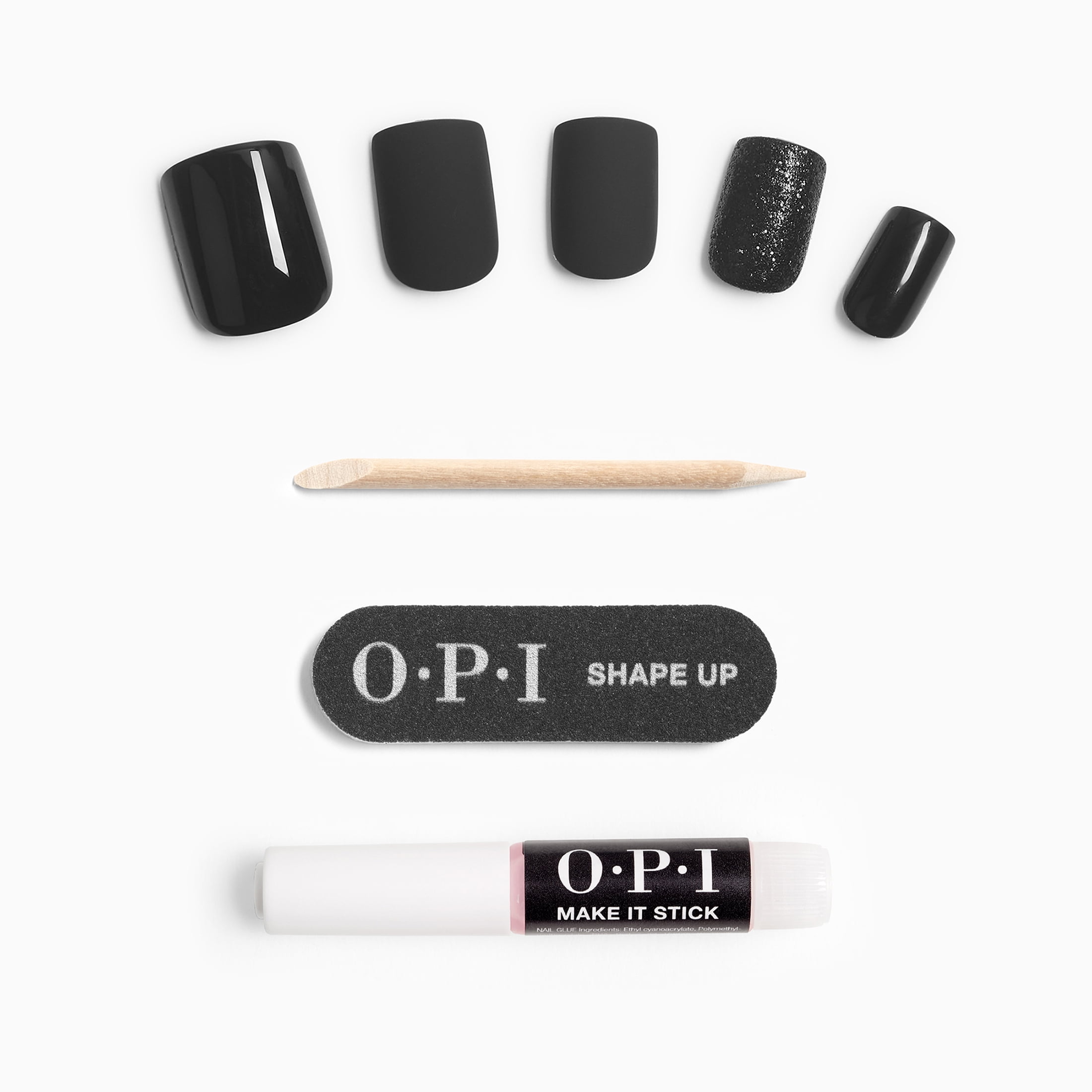 OPI On Point Instant Press On Nails, Little Black Onyx Dress, False Nails, 24 Pieces